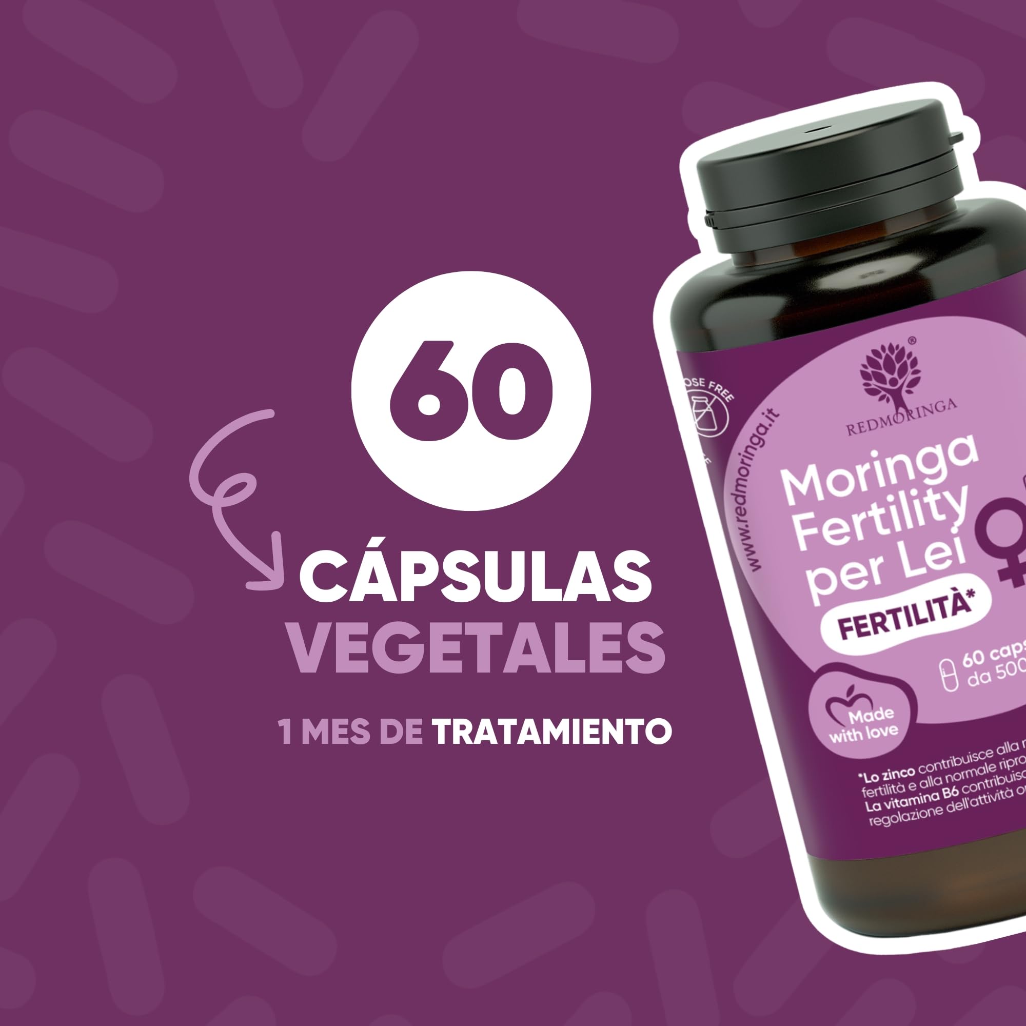 Suplemento Fertilidad Mujer – Moringa, Zinc, Vitaminas B6 y B12, Ácido Fólico | Preconcepción, Apoyo Hormonal y Reproducción Saludable | 180 Cápsulas – RedMoringa