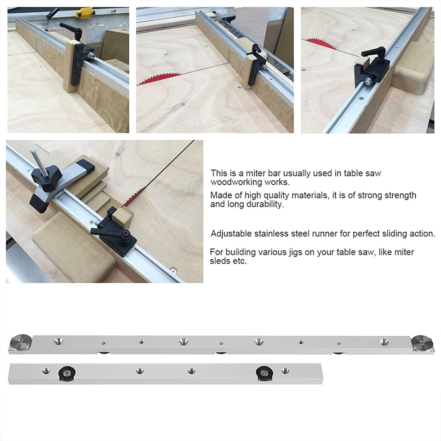 Tyenaza 2 pezzi Miter Bar Slider 450 mm, Table Saw Miter Bar, binario in lega di alluminio, per router sega circolare da tavolo, falegname fai da te (2 x 450 mm)