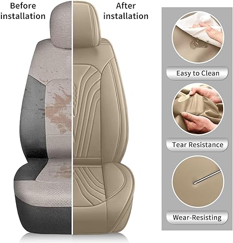 Miniatura 94 de Full Set Seat Covers Fit for 2003-2025 2026 Honda Civic LX,Sport,EX,EX-L,Touring,EX-T,Hybrid,LX-P,SE,LX-S,DX-VP,GX: Leather Ice Silk Waterproof
