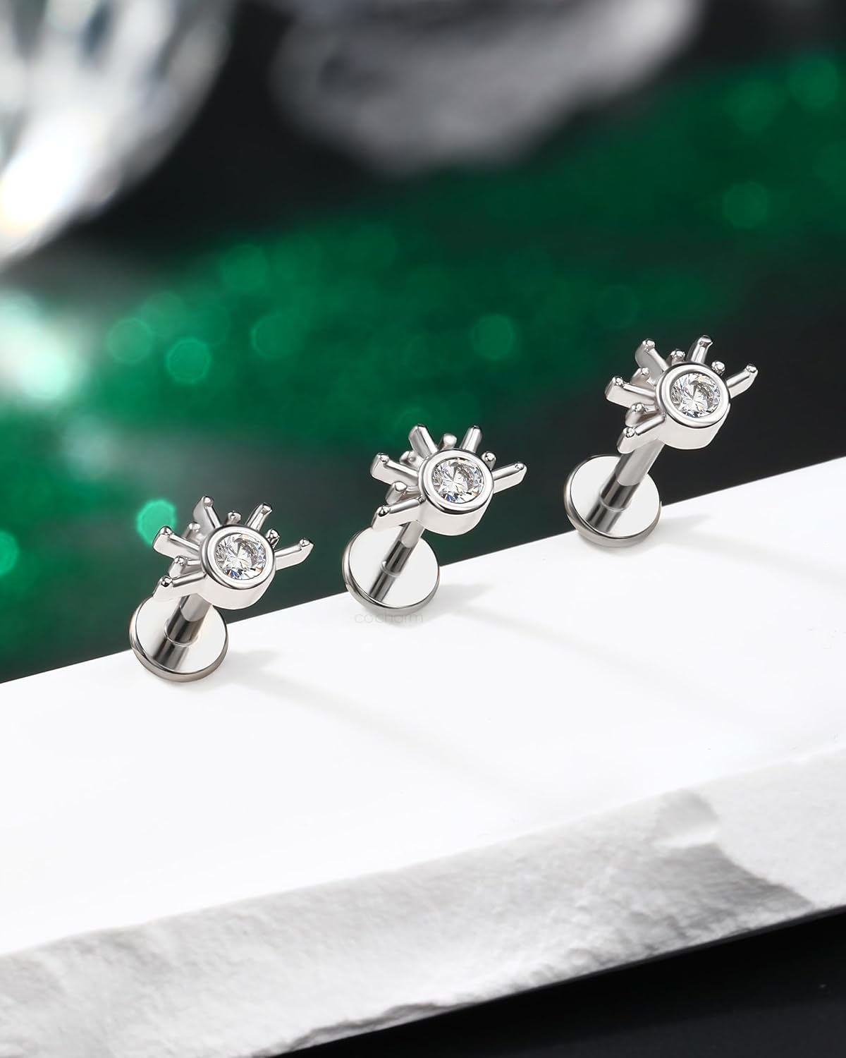 Cocharm Cute Sun Helix Tragus Earring Stud 16g 8mm Titanium Post Flat Back Piercing for Women Silver Gold Threadless Dainty Helix Conch Cartilage Jewelry