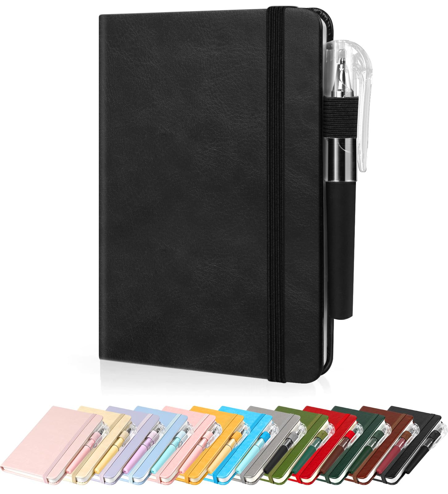 Smarpau Pocket Notebook - A6 Notepad Journal with 120 Pages 100gsm Lined Paper for Writing, Mini Hardcover Leather Notebook for Travel Work School - Brown