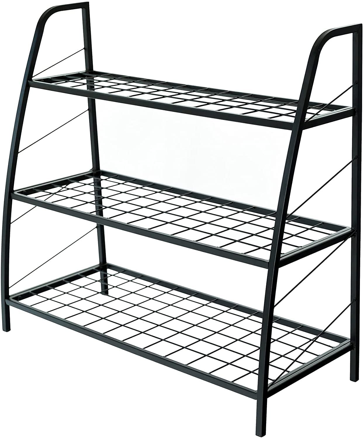 Indian Decor. 39127 Indoor or Outdoor Plant Stand, 3 Shelf Pot Rack with Black Metal Frame and