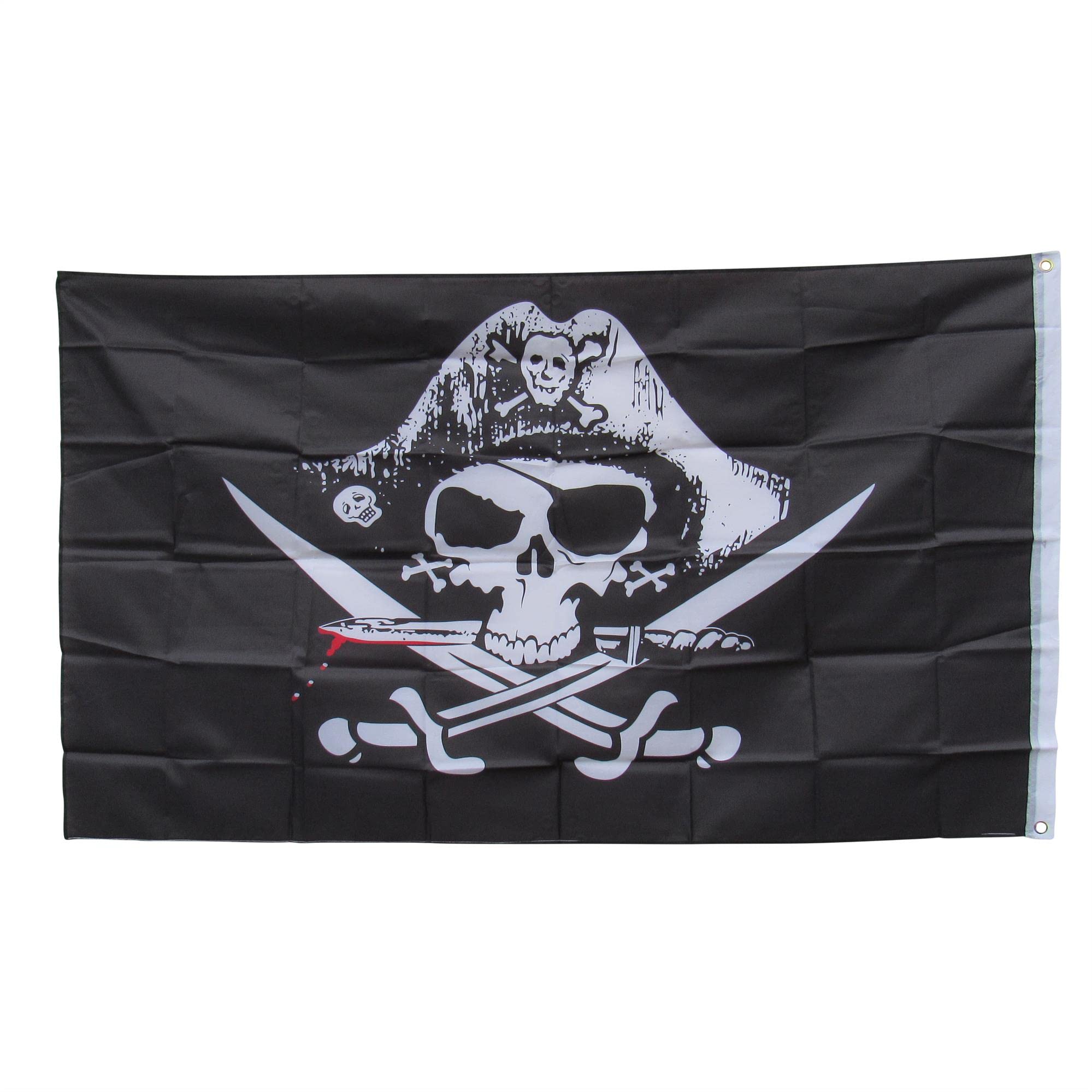 Securefix Direct Multicolor Pirate Ship Flag (Jolly Roger Skull And Crossbones Boat Large Novelty), 1560Mm X 900Mm