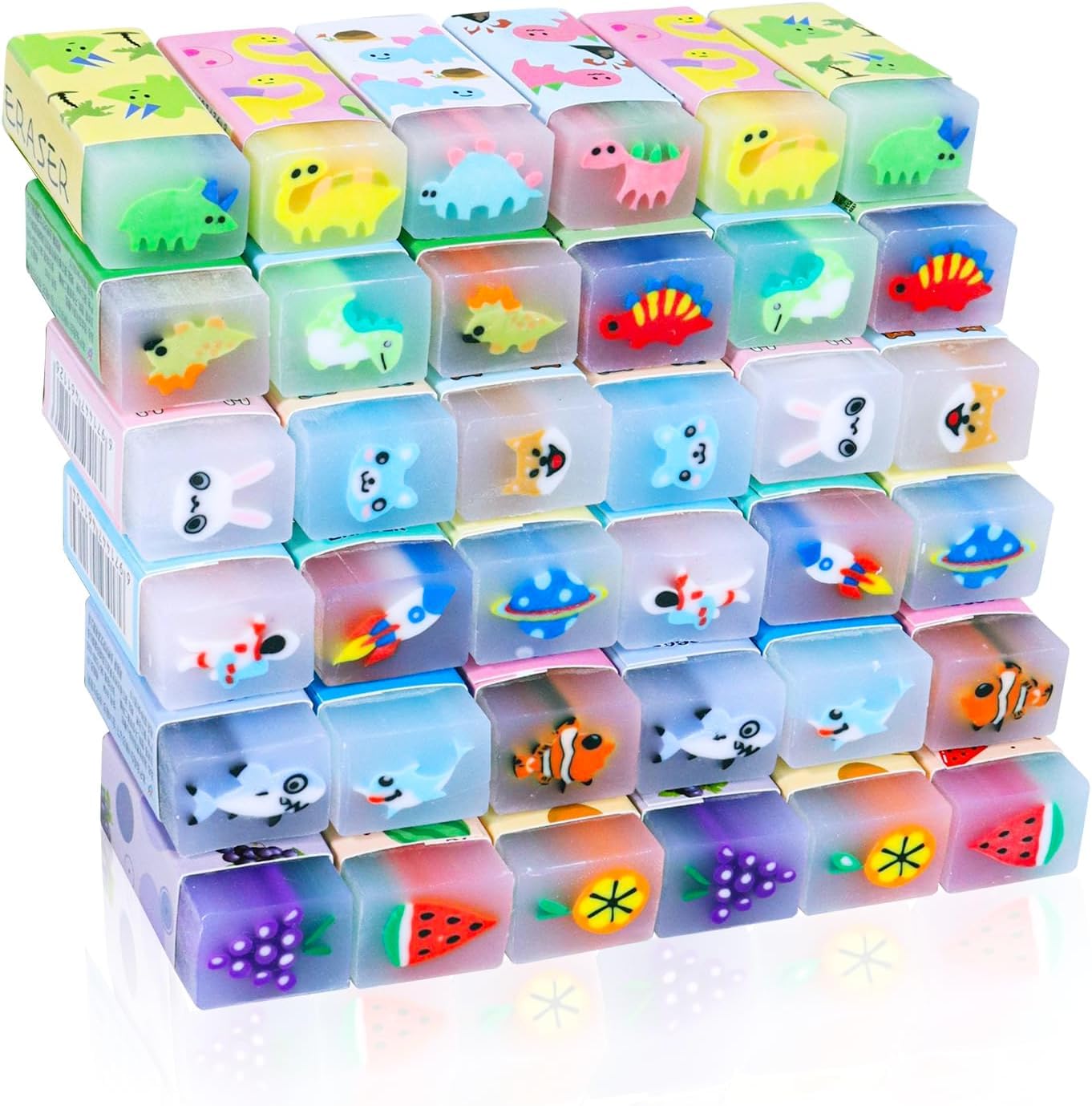 35Pcs Cute Rubber Eraser, Rubbers Erasers for Kids, Animal Eraser Count Bulk Pack, Assorted Designs, Back to School Supplies