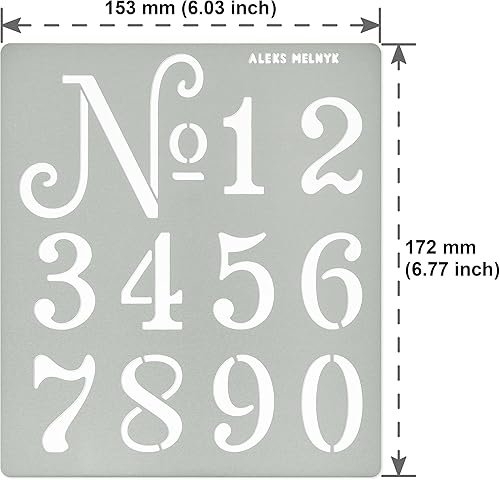 Miniatura 4 de Aleks Melnyk No.159 - Plantilla de metal con números pequeños franceses de 1.5 pulgadas, plantilla para leña, manualidades, bricolaje, grabado,