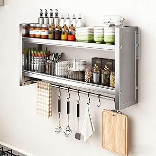 Armario de Almacenamiento de condimentos para microondas de Pared con Gran Capacidad de Almacenamiento - Puerta corredera Visible - Ahorro de Espacio(Second Floor,32 * 100cm/12.6 * 39.4in)