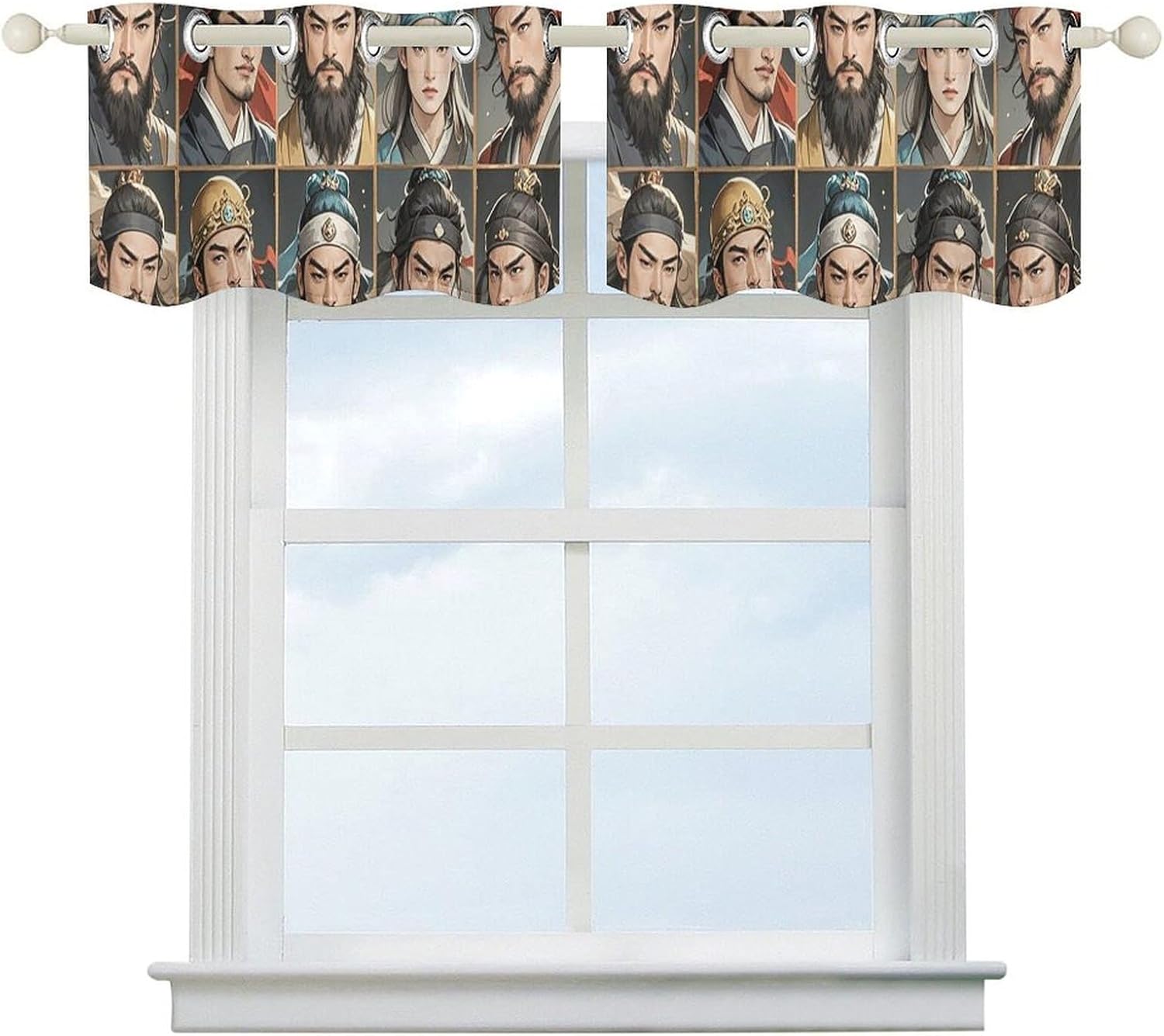 Water Margin Heroes Valance for Windows, 2 Pack Kitchen Curtains Modern Home Decor, Soft Blackout Window Curtains for Living Room & Bedroom, 18 X 52 Inch