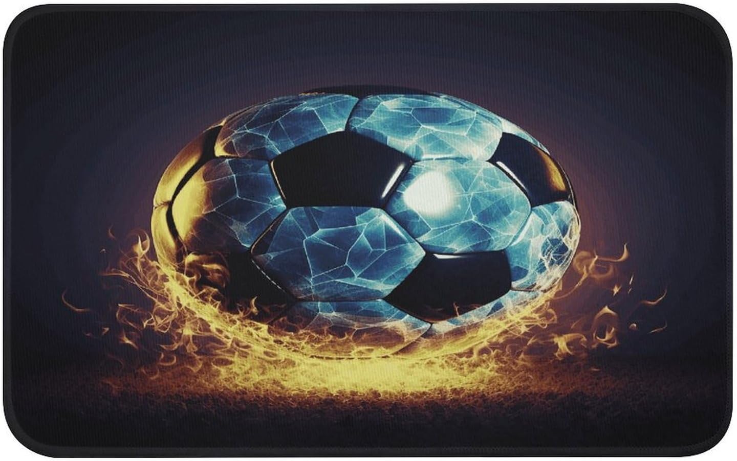Cool Soccer Ball Front Door Mat for Home Decor Outdoor Indoor Entrance Door Mat Non-Slip Outside Doormat Washable Kitchen Rug Crystal Velvet Welcome Mats Soft Small Area Rug