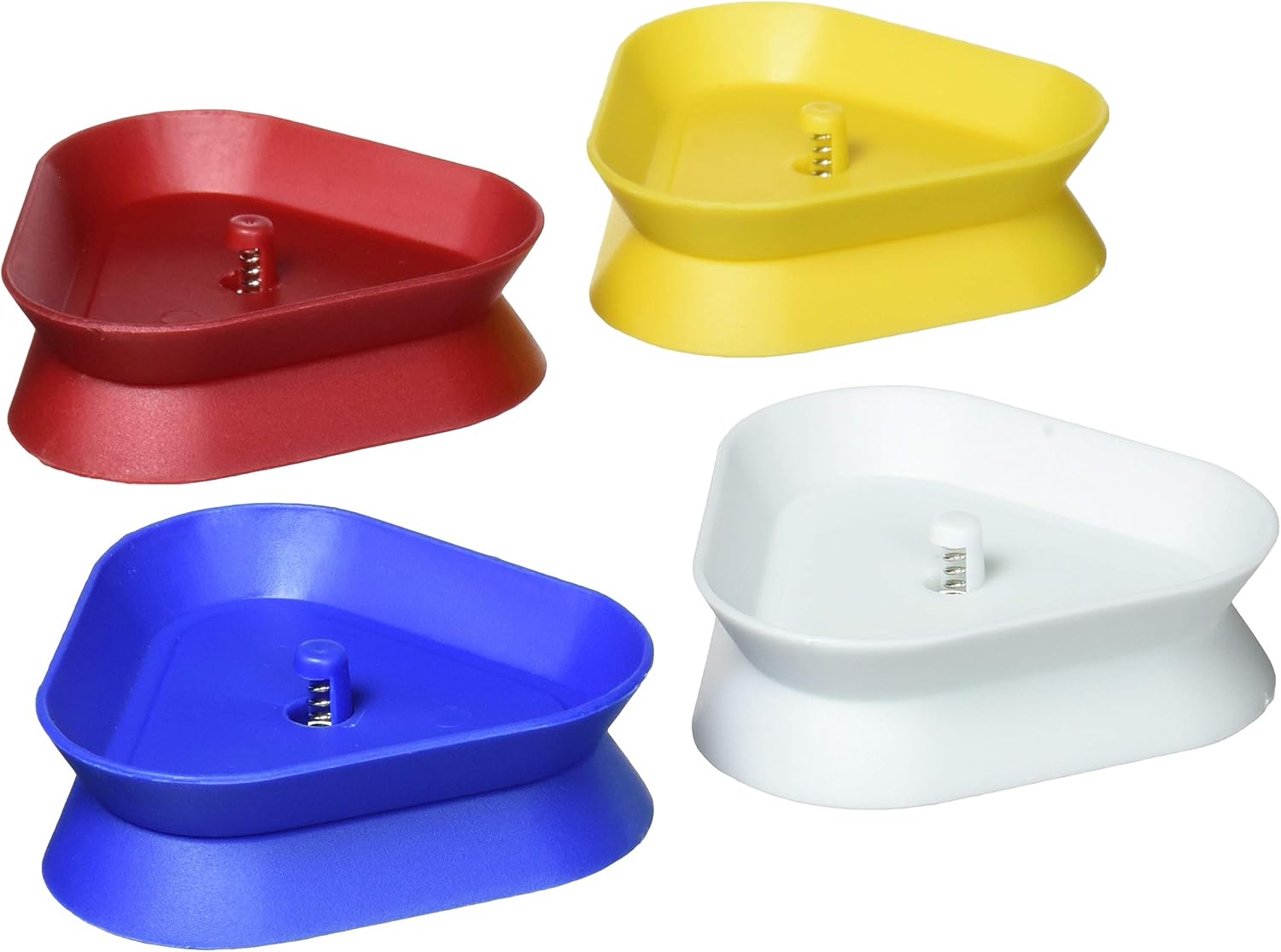 4 Piece Triangular Card Holders in Red, White, Yellow & Blue, Multi