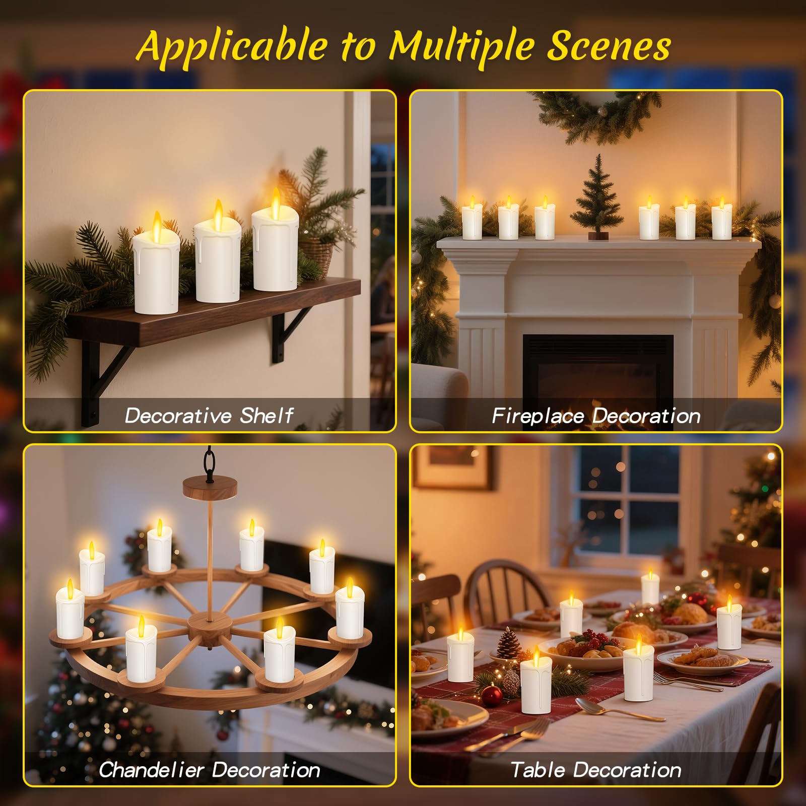 Candele LED Ricaricabili con Telecomando, Tea Light Candele Senza Fiamma, Candele Elettriche Funzionamento a Batteria Per Matrimonio, Halloween, Natale, Della Casa Decorazione (12pc con vassoio)