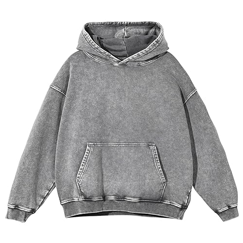 Mens Hoodies Vintage Oversized Hoodie Acid Wash Couples Cotton Pullover