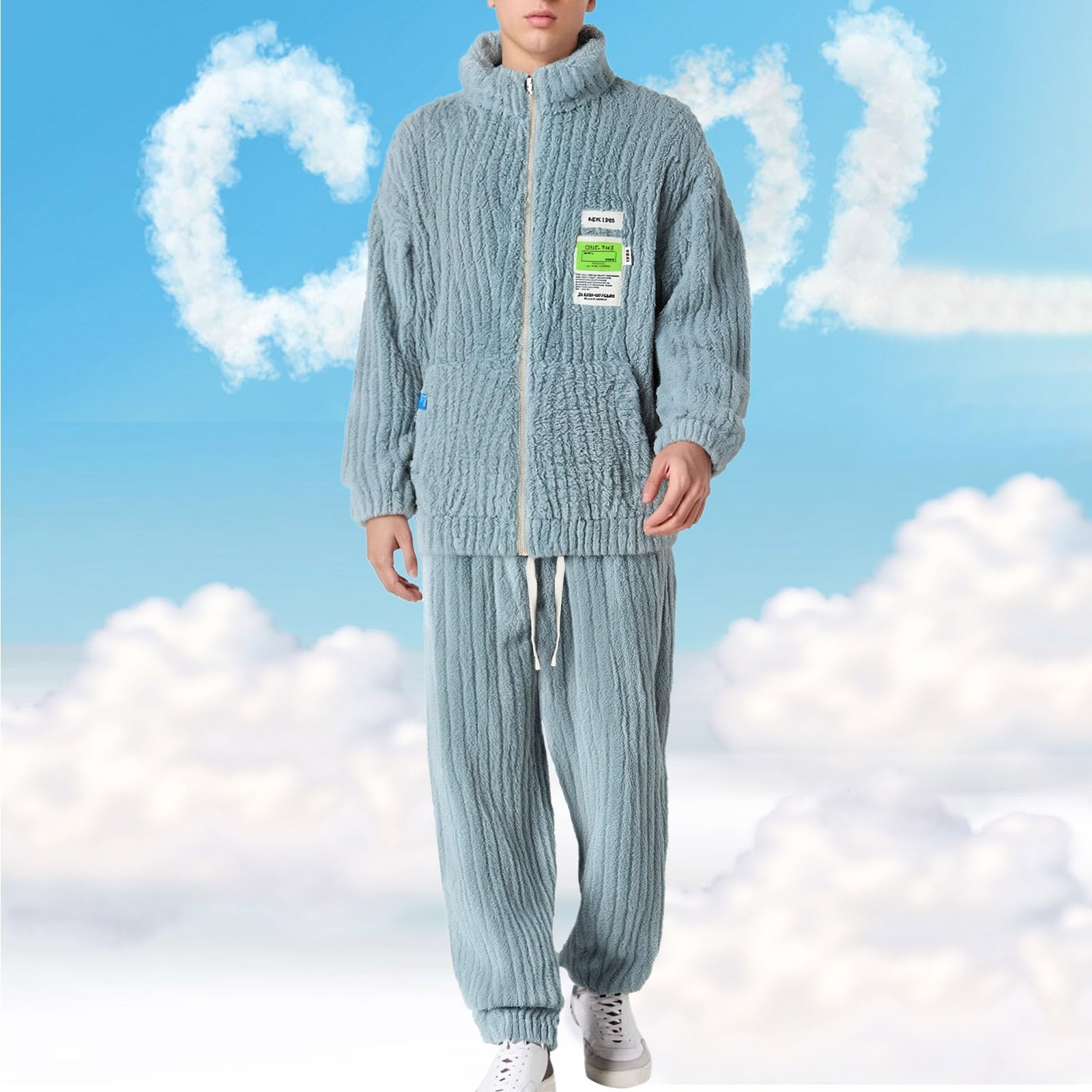 Genérico Pijama de Franela Gruesa para Hombre cárdigan con Cremallera Extra Gruesa Terciopelo Coral Ropa de casa cálida Talla Grande Invierno