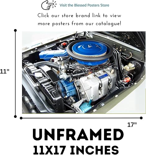 Miniatura 2 de Impresión Ford Mustang  Póster retro de coche muscular para garaje, hogar, oficina o cueva de hombre, llamativa decoración de pared de automóvil