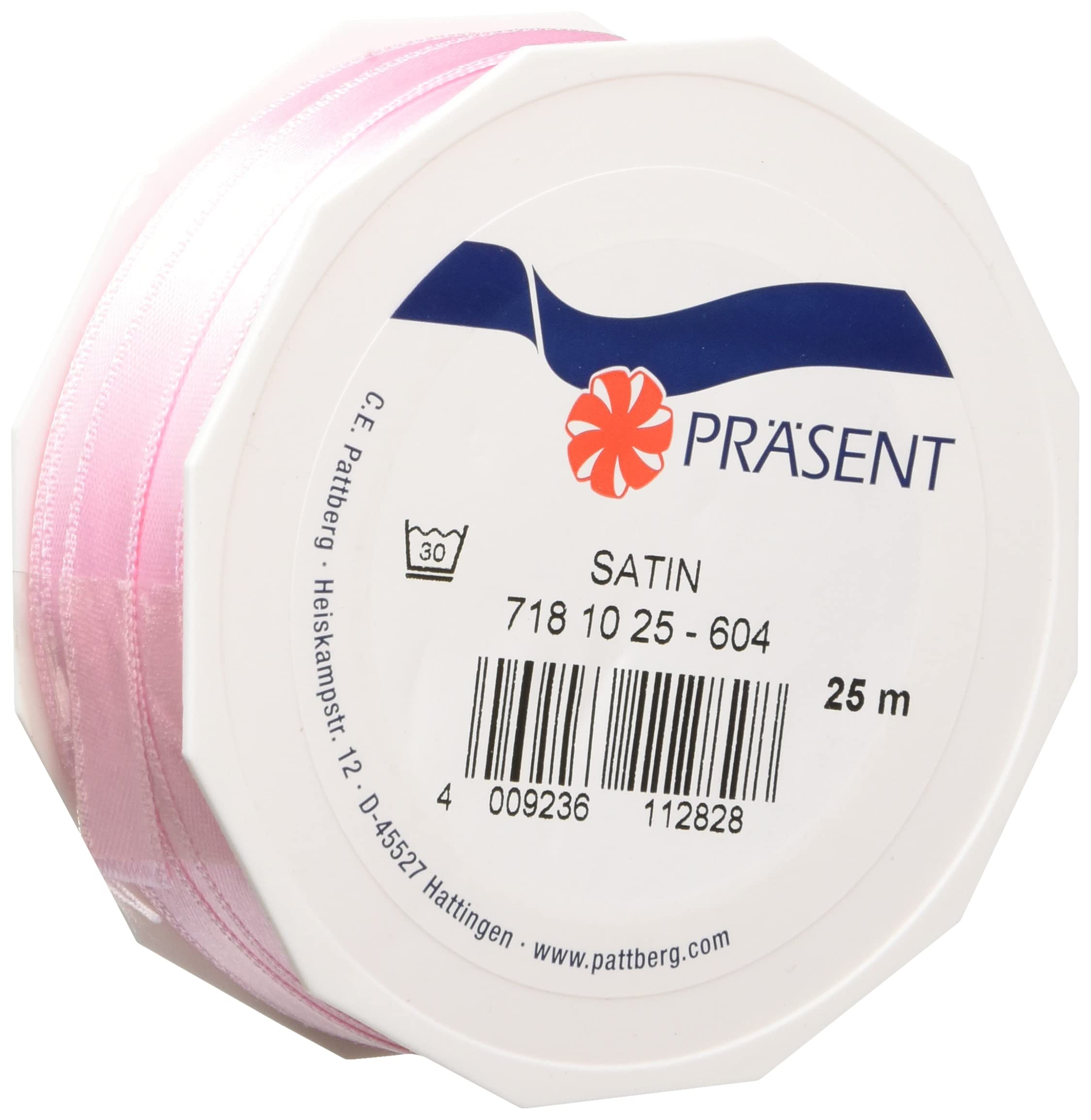 C.E. Pattberg SATIN pink gift ribbon, 27 yards for Wrapping Gifts, 0.39 inches width, Ribbon for Decorating & Crafting, Decorative Ribbon for Gifts, for every occasion