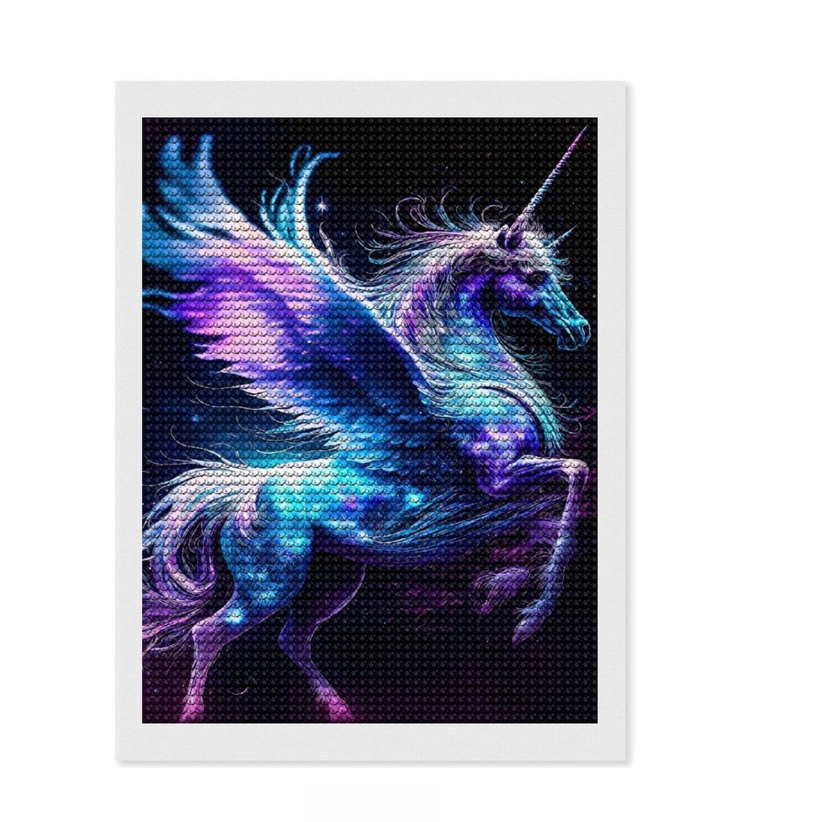 Junmoney Unicorn Diamond Art Kit 12"x16", for Creative Relaxation, Easy to Enjoy, Living Room Decor, Gift Idea, Simple to Start