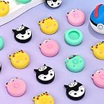 DLseego Thumb Grips Caps Design for Switch/Switch lite/Switch OLED Console, Soft Silicone Joycon Analog Controller Protective Anti-Slip Covers 4PCS Button Doughnut Joy Con Joystick Caps - Black Pink