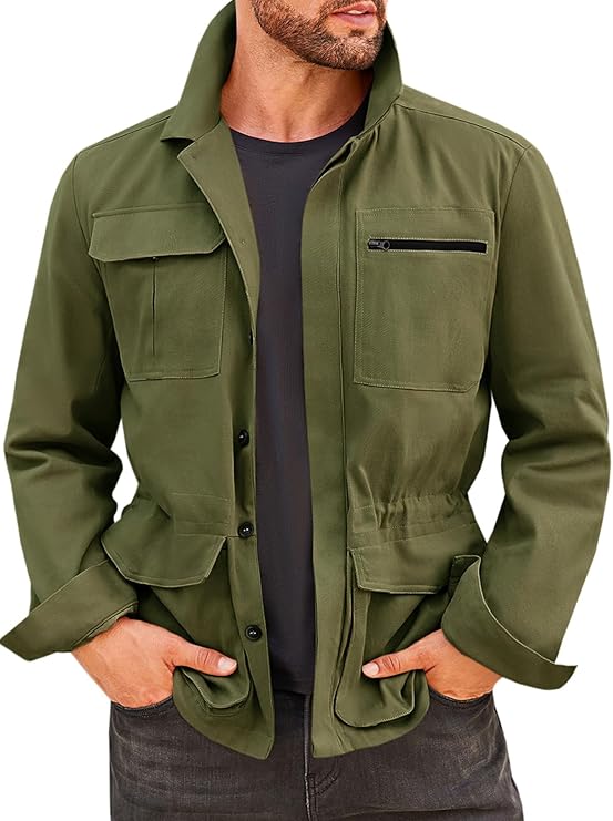 Runcati Mens Safari Jacket Military Casual Lightweight Jacket Windproof Multi Pocket Outdoor Fishing Coat Runcati Mens Safari Jacket Military Casual Lightweight Jacket Windproof Multi Pocket Outdoor Fishing Coat