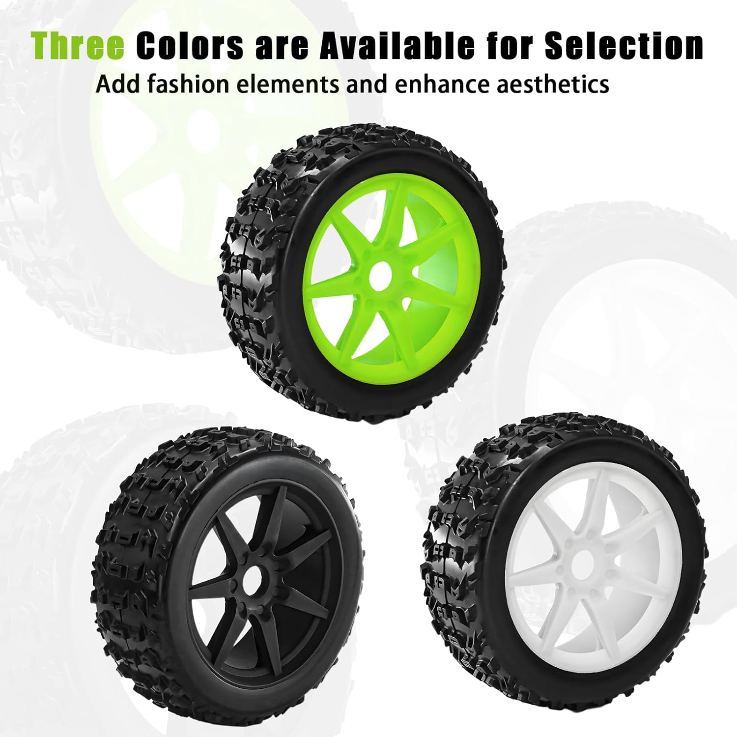 1/8 RC Off-Road Buggy Racing Tires and Wheels 17mm Hex RC Tires with Foam Inserts for ARRMA 1/8 Typhon 3S/6S Losi 8IGHT HongNor FS Racing KYOSHO MP10 MP9 MP9e Neo HSP Hyper. (4PCS/Set)