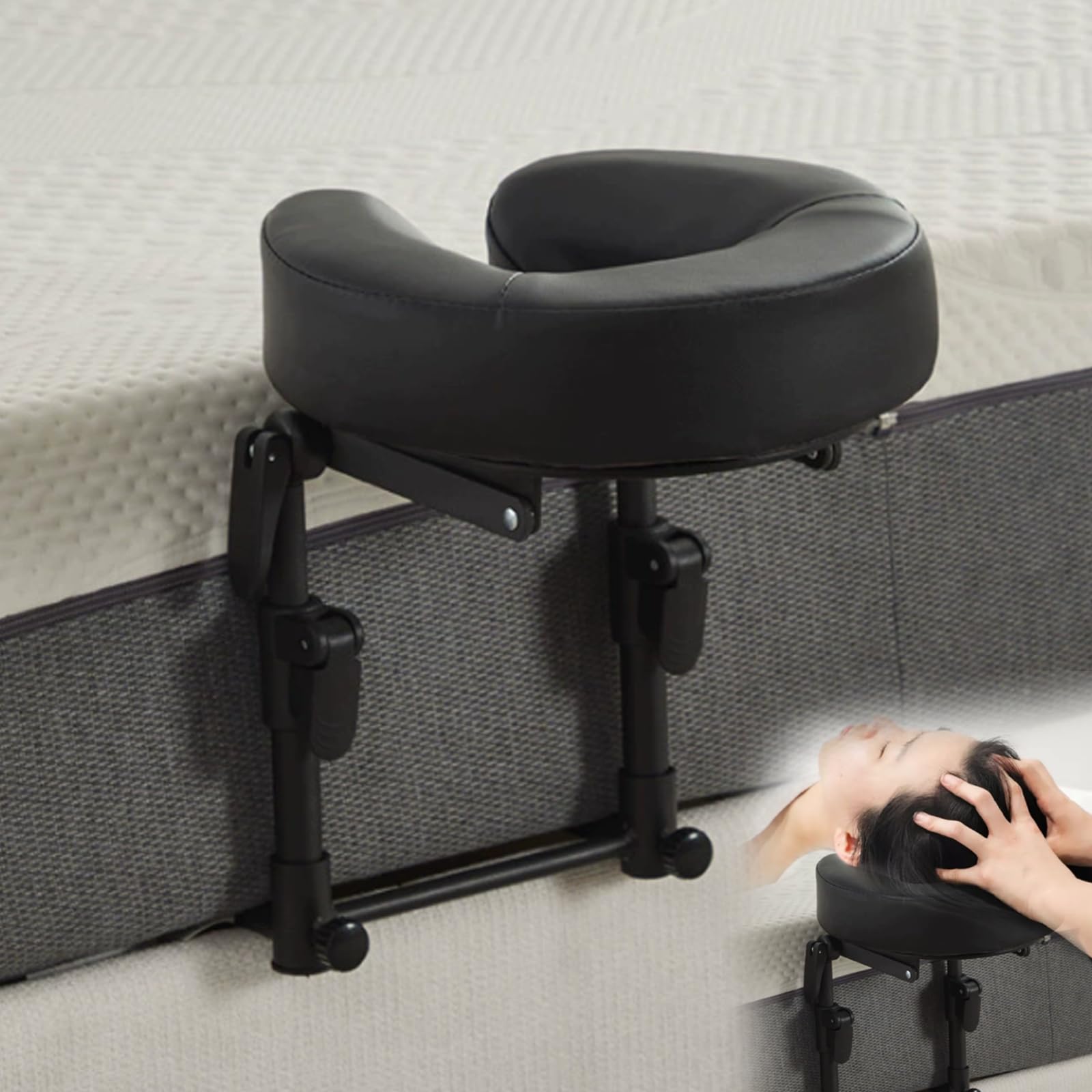 Massage Kopfstütze für Bett, mit Gesichtsschlitz Verstellbare Höhe 14–45 cm | Massagekissen Kopf Loch, Massagetisch Gesicht Wiege mit Kissen für Massage Wellness Schlaf und Erholung