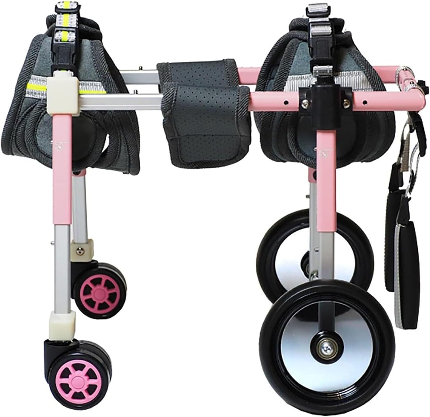 Silla de ruedas para perro discapacitado 4 ruedas/ 2 ruedas, carrito para mascotas ligero y ajustable que ayuda en la recuperación, carrito para mascotas ligero para recuperar movilidad, rosa, talla XSmall miniatura 1