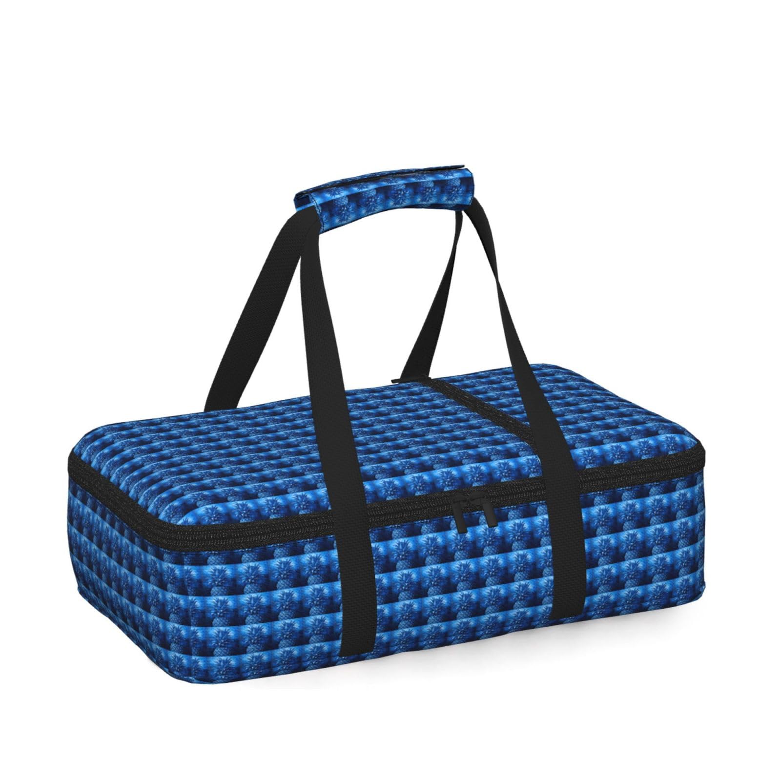 Blue Pineapple Print Insulated Thermal Food Storage Bag Daily Reusable Picnic Tote Lunch Box Home