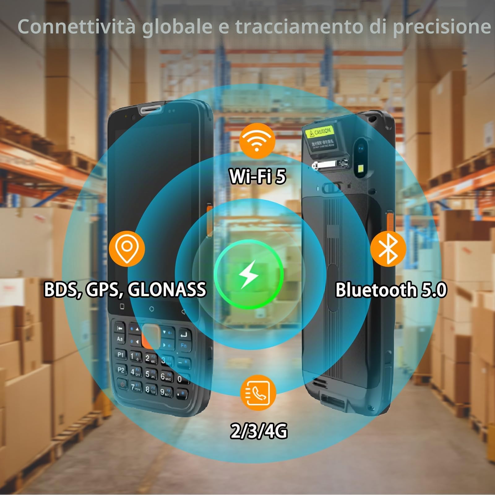 Scanner di codici a barre Android, PDA portatile Android 13, 4GB+64GB, PDA robusto 1D/2D/QR, 2/3/4G Wi-Fi 5/BT 5.0, Terminale dati portatile touch screen da 4 pollici per inventario
