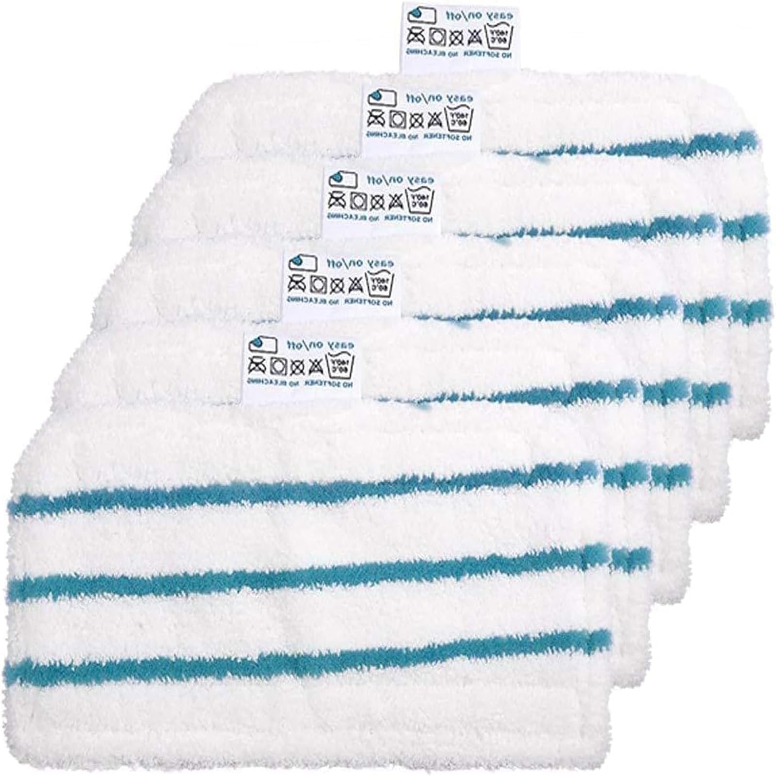 5 Pack,Microfiber Cleaning Pads Replacement for BLACK & DECKER Steam Mops, Machine Washable, White with Blue Stripe