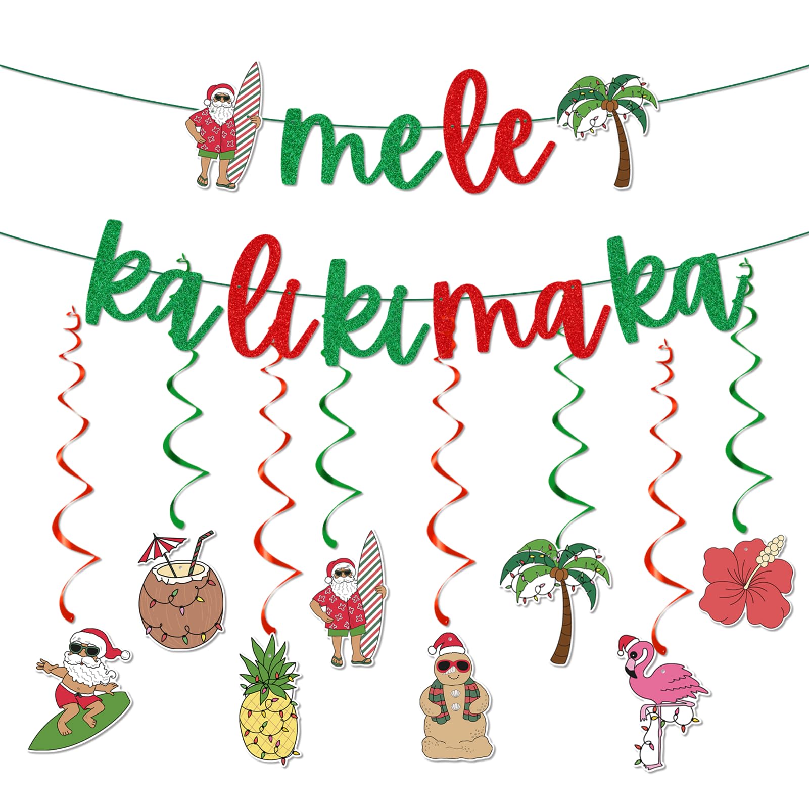 Mele Kalikimaka Hawaiian Christmas Banner Tropical Christmas