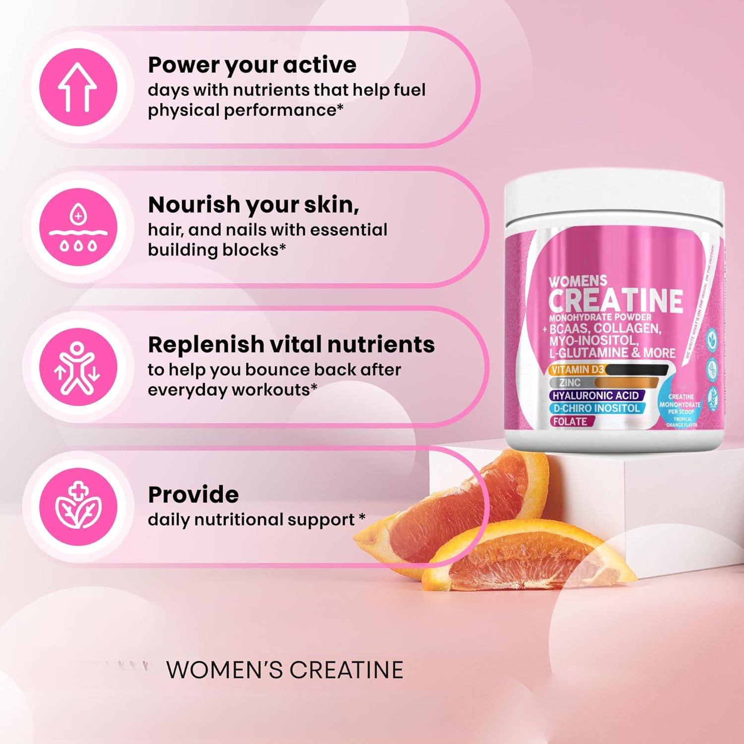 créatine – conçue pour les femmes, collagène,2 pièces | absorption rapide, meilleurs cheveux, peau et ongles, endurance accrue.