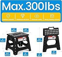 Vista 4 de ACSTEP Taburete plegable para adultos de 11 pulgadas de altura, taburete de plástico ligero plegable con capacidad de hasta 300 lbs, taburete