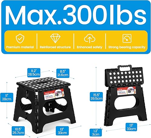 Miniatura 48 de Taburete plegable resistente de alta calidad de 13 pulgadas de altura para adultos, taburete de cocina, jardín, baño, color blanco Blanco,Bicolor