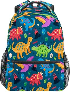 Mochila escolar para meninos e meninas mochila Doodle Dinossauros estudante bolsa de ombro para meninos meninas leve durável médio ensino médio bolsa de viagem mochila mochila para caminhada acampamento mochila, Multicolorido, One Size, Clássico