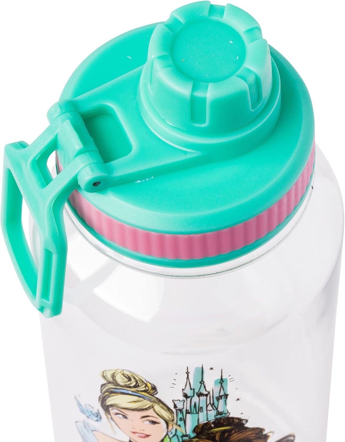 Silver Buffalo Disney Princess Ariel, Belle, and Cinderella Twist Spout Plastic Water Bottle with Stickers You Stick Yourself, 32 Ounces - Image 6