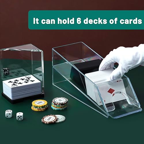 Miniatura 4 de Honoson Zapato de Blackjack y Bandeja de Descarte de Acrílico Transparente Dispensador de Cartas Zapato Repartidor de Blackjack para Cartas de Juego