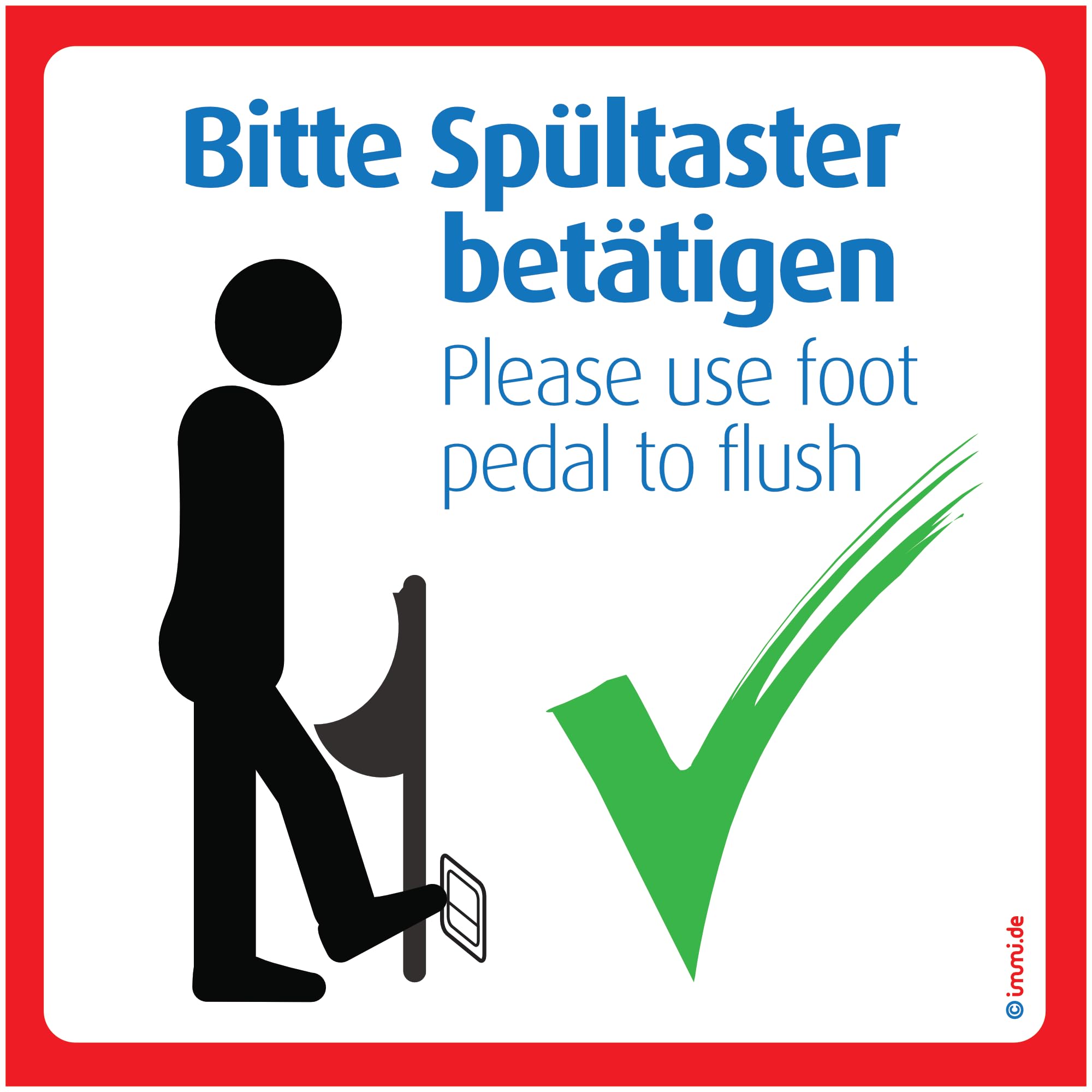 immi Saubere Toilette Aufkleber Schilder 98mm (Spültaster betätigen)