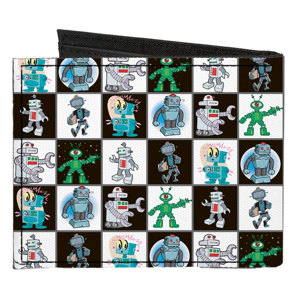Buckle-Down Men's Standard Canvas Bifold Wallet Robots, 4.0