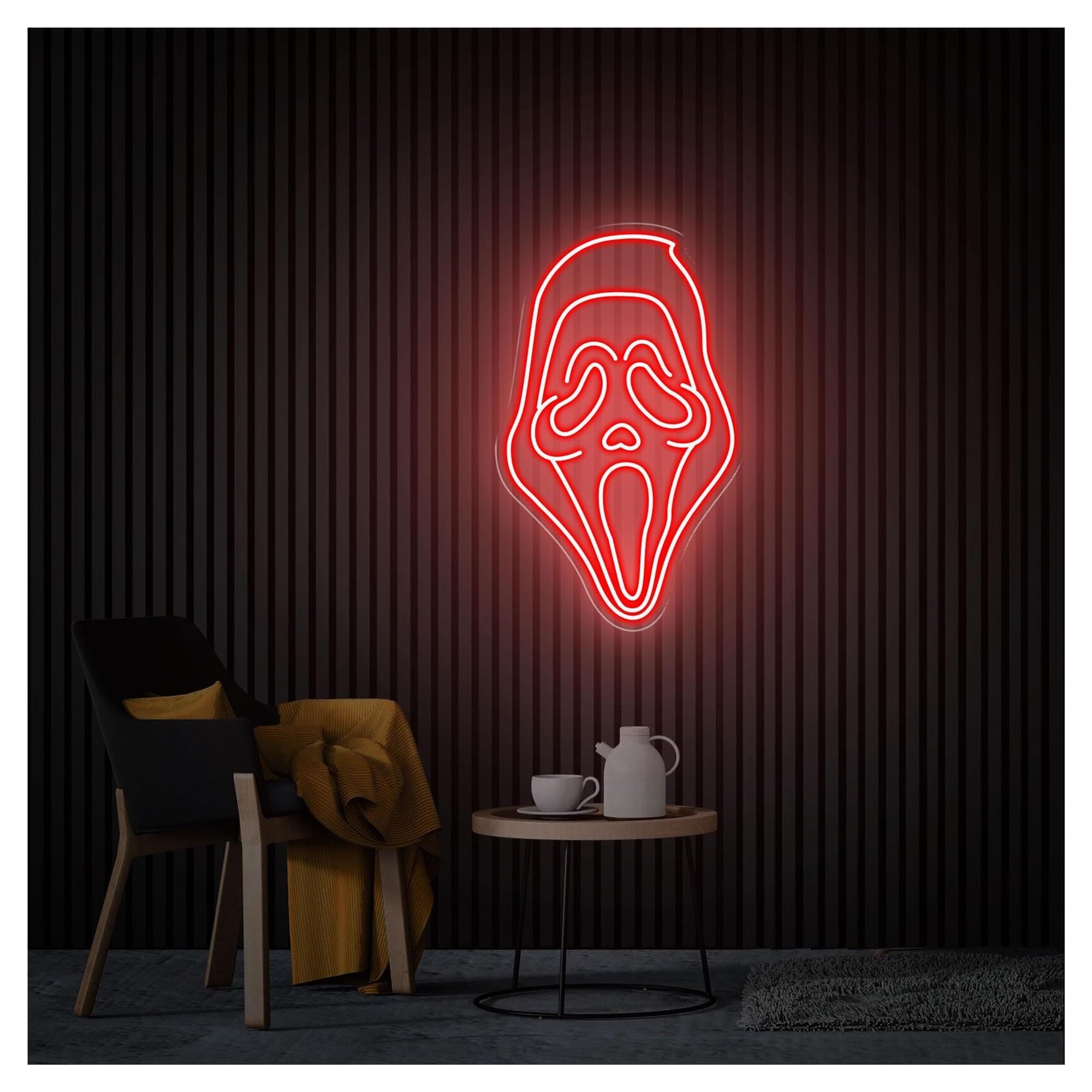 RONGCH Hanging Art Signs Ghost Neon Sign,Suitable for Game Room, Haunted House Decor with Dimmable 31cmx50cm(A)