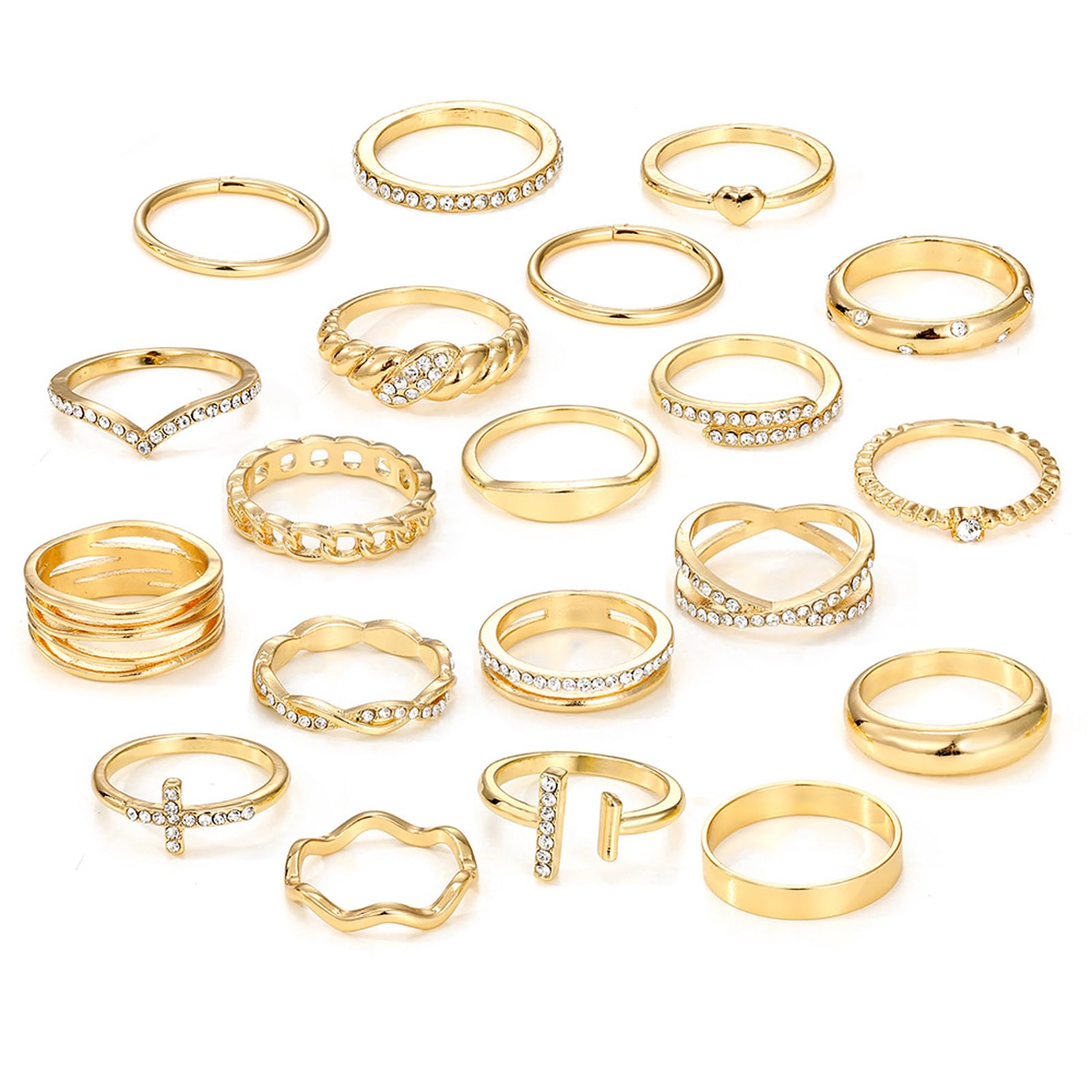 EDLMKM Ladies Gold Ring Set, Gold Chunky Ringss, GGold Rings Set for Women, Dainty Simple Fashion Stackable Finger Rings Pack
