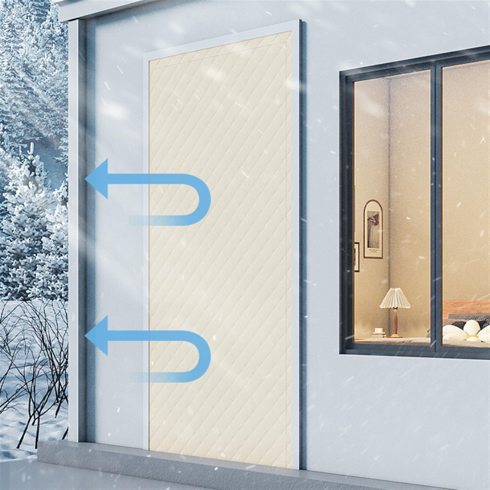 SK Studio Rideau de Porte Isolant Thermique, Rideau Occultant Anti Froid Rideaux Salon Anti Bruit pour Couloirs, Portes, Patio Gris, 80x200cm