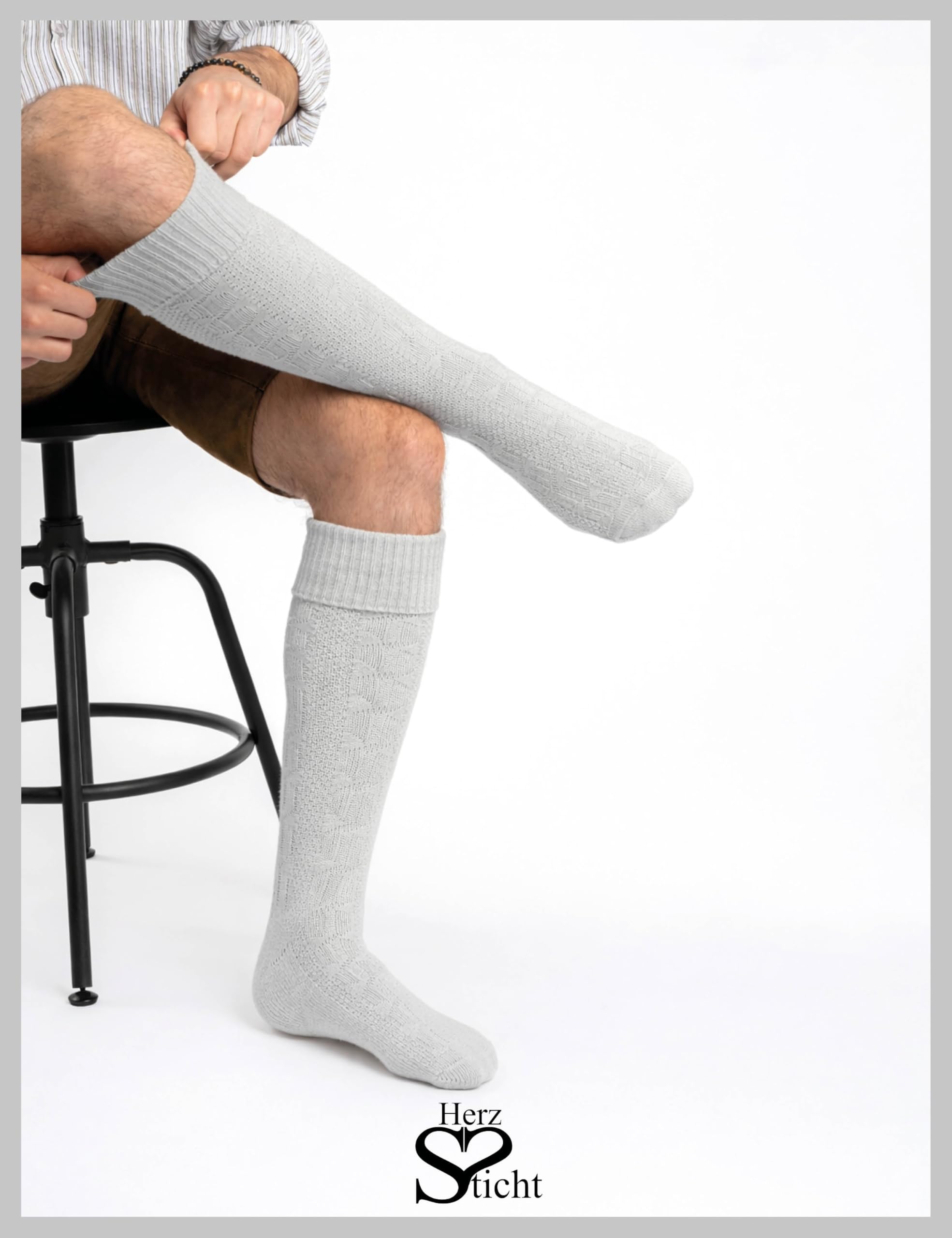 Calcetines Largos Tradicionales Bávaros para Hombre 1 par (modelo: Silberdistel)