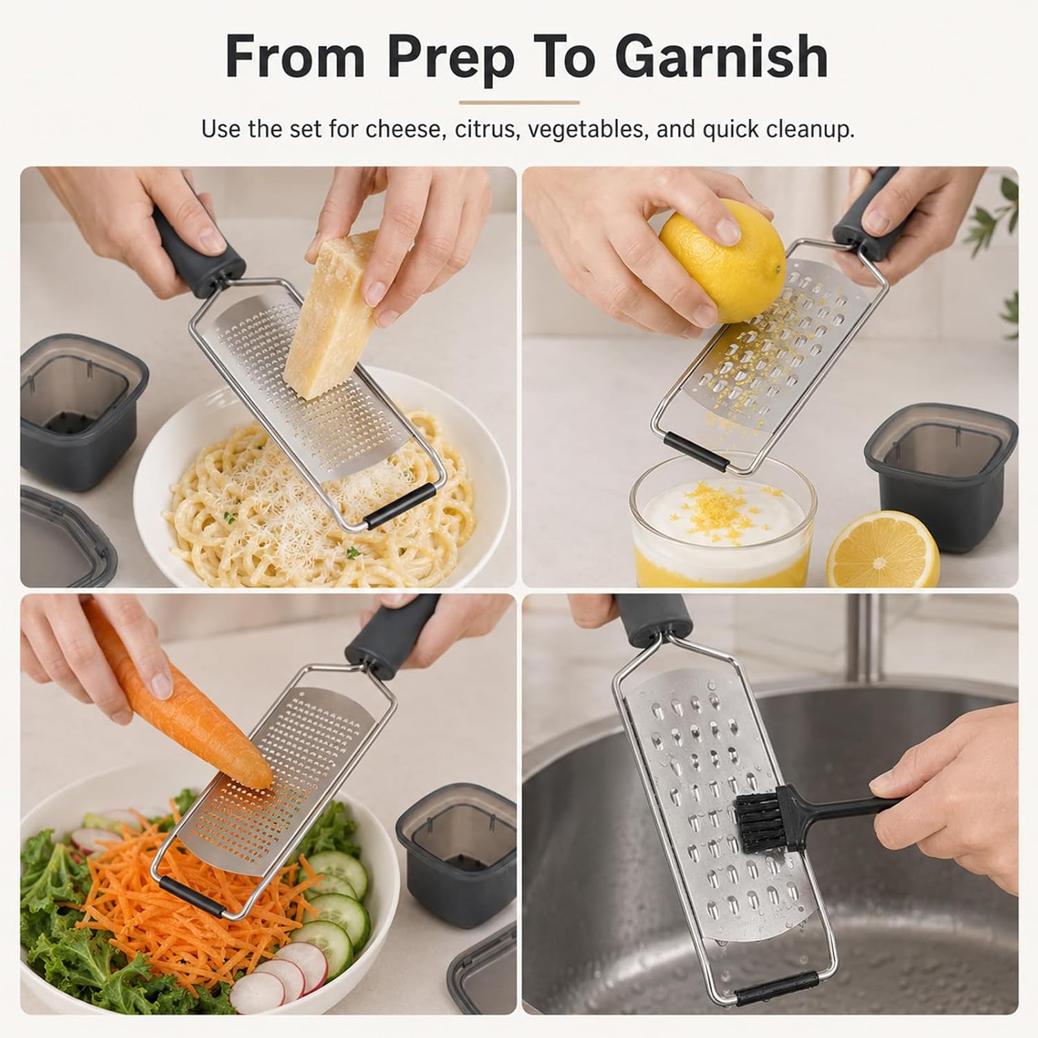 Stainless Steel Cheese Grater Set, Set of 5 Kitchen Grater & Peeler & Slicer, Multi-Purpose Kitchen Zester Grater for Cheese Garlic Nutmeg Vegetables