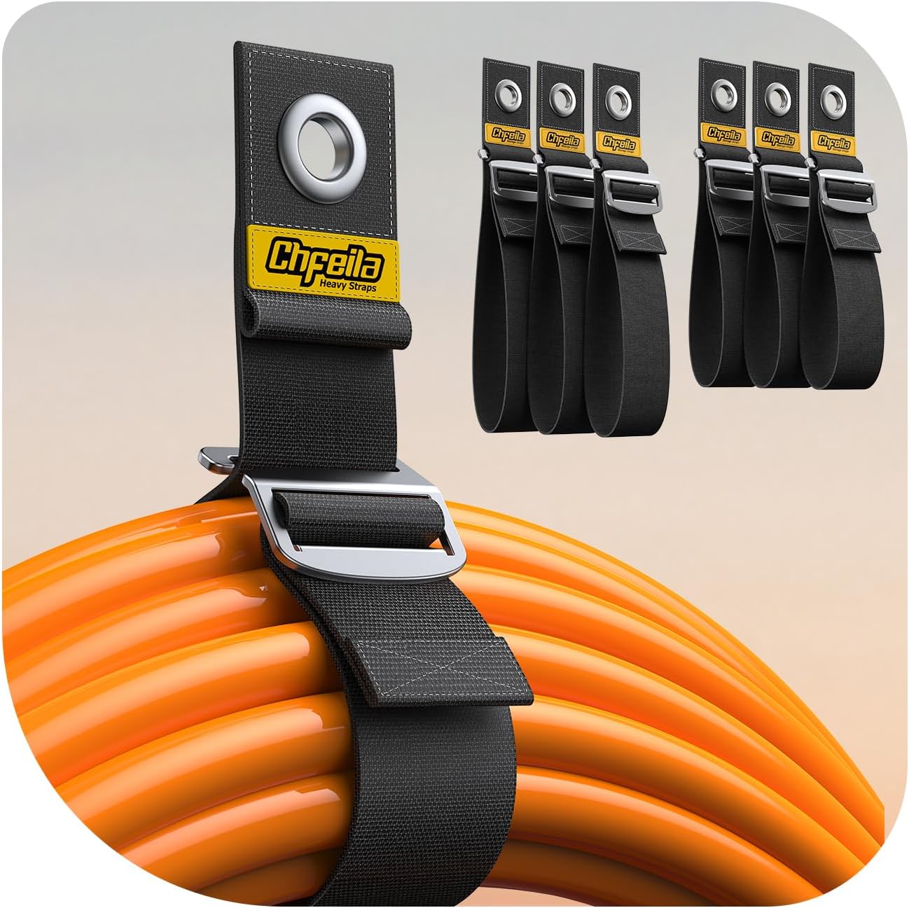 6Pack 14"/18" One-Hand Operation [1s Gravity-Tighten] Extension Cord Holder Organizer, Adjustable Storage Strap for RV Shed Workshop Garage Organization, Tools Gadgets Accessories Gifts for Dad Father