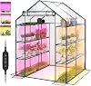 Bstrip Walk In Greenhouse、グローライト付き屋内温室、ロールアップジッパーエントリードアとPVCカバー付きミニ屋内温室、調光可能な2フィート120W植物ライトタイマー付き幅56.3インチ x 長さ56.3インチ x 高さ76.8インチ