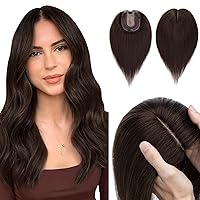 Vista 8 de Hairro Topper de cabello humano, clips en extensiones 100% reales con base de seda de 4 x 4.7 pulgadas para mujer, para línea de cabello alto/cubrir