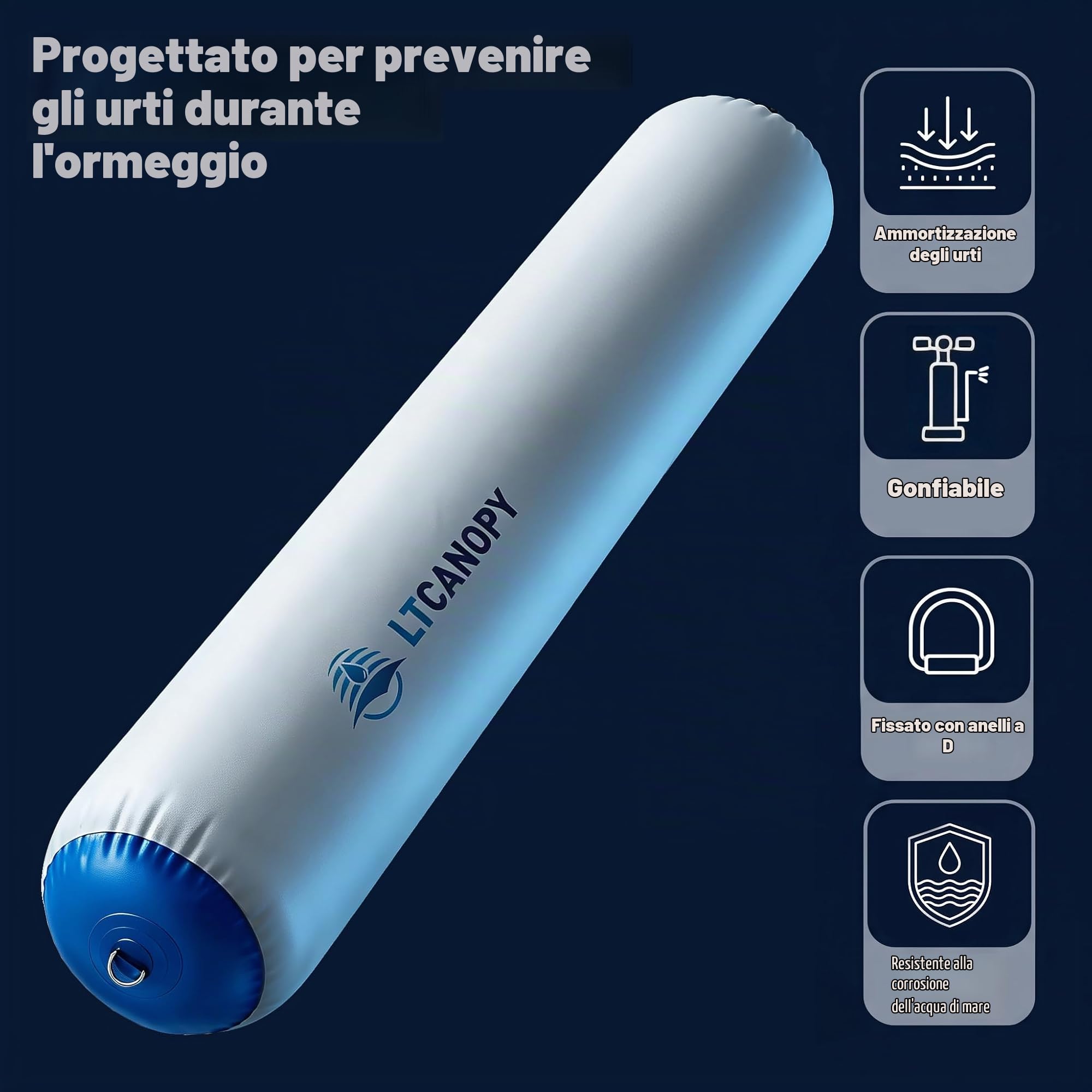 Gommone ad alte prestazioni, per ancoraggio, yacht, barche a vela, parafango da barca, dotato di corda in nylon a doppia treccia da 10 m, pompa a pedale