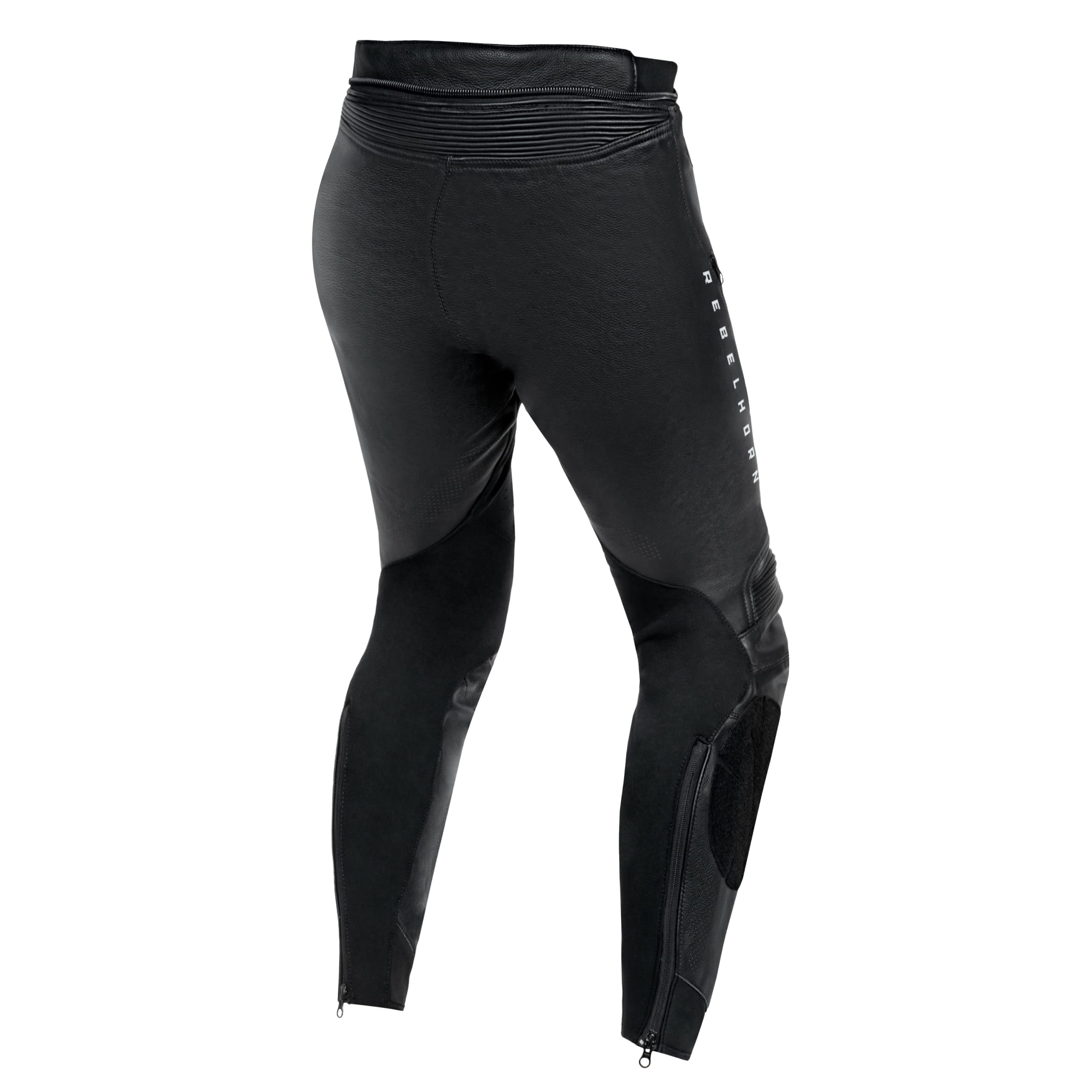 REBELHORN Veloce Pantaloni da Moto Uomo | Pelle | Protezioni Ginocchia e Fianchi Livello 2 | Cursori per Ginocchia | 2 Canali di Ventilazione con Cerniera | Taglie Fino alla 62