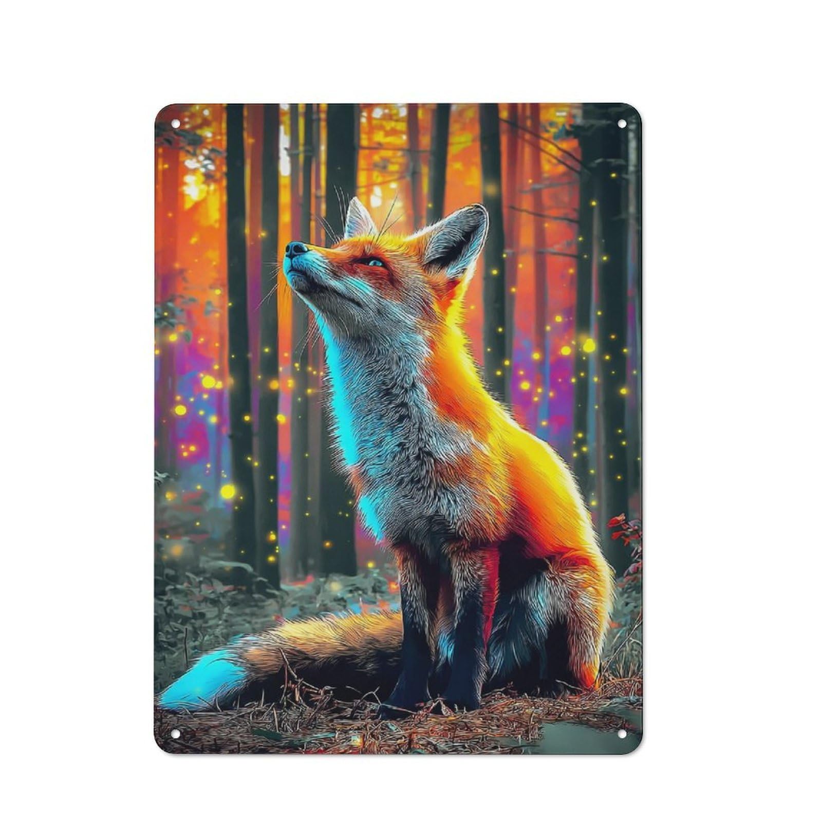Magical Forest Fox -2 Smart Metal Wall Decor 40x30cm, Office Metal Sign for Office, Study, Studio Or Hallway