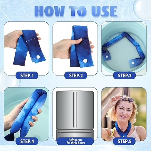 Miniatura 9 de 6 unidades de envoltura refrescante para el cuello, bandana refrescante con botón para el cuello, bufanda fría de hielo para mujeres, verano