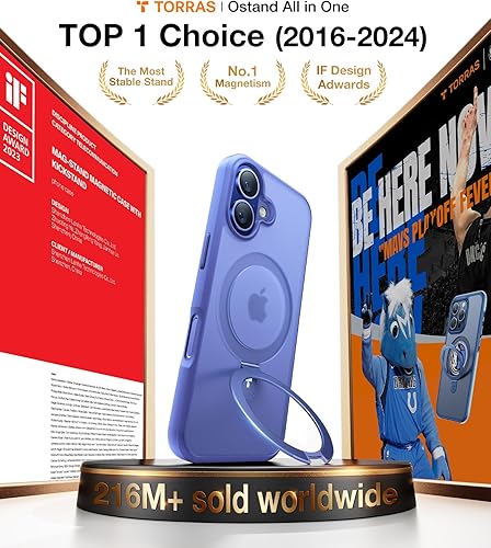 Vista 13 de TORRAS Funda magnética Ostand para iPhone 14 Pro Max [prueba de caídas de grado militar y compatible con MagSafe y soporte integrado] translúcida D