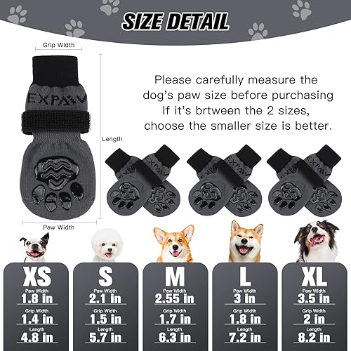 Miniatura 2 de EXPAWLORER Calcetines antideslizantes de doble cara para perros, botas para perros para pavimento caliente, 3 pares suaves y transpirables,